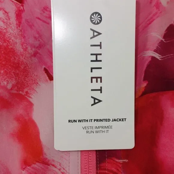 NEW Athleta Run With It Printed Jacket pink Women's Plus Size 3X - Picture 4 of 14